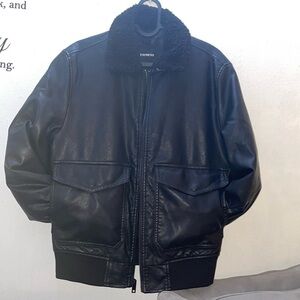 Faux Leather Bomber Jacket men size Small express NWT